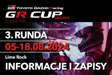 Informacje i zapisy do 3. rundy TOYOTA GR CUP DIGITAL - 5-18.08.2024  - Lime Rock - Toyota AE86